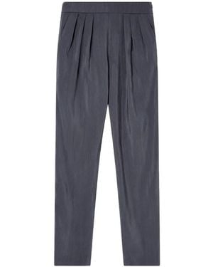 Giorgio Armani Pleated Crinkled-Finish Trousers - Blue