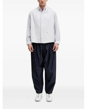 Adererror Vertical-Stripe Cut-Out Shirt - White