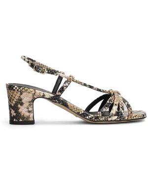 Julie Dee Python-Print Strappy Sandals - White