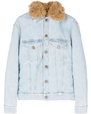 ERL Fur-Collared Denim Jacket - Blue