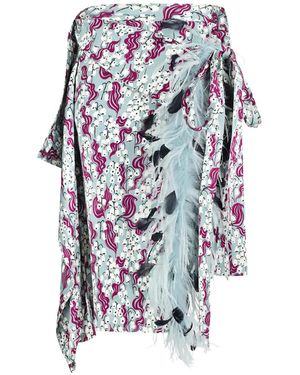 Des Phemmes Panel Feather Wrap Midi Skirt - White