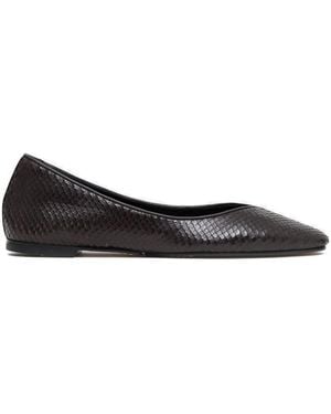 Jacquemus Ovalo Snakeskin-Effect Leather Ballet Flats - Black
