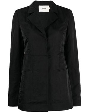 GOODIOUS Single-Breasted Long-Sleeve Blazer - Black