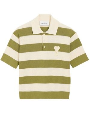 Ami Paris Striped Polo Shirt - Metallic
