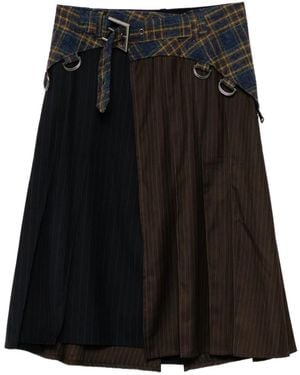 ANDERSSON BELL Panelled Pinstripe-Pattern Skirt - Black