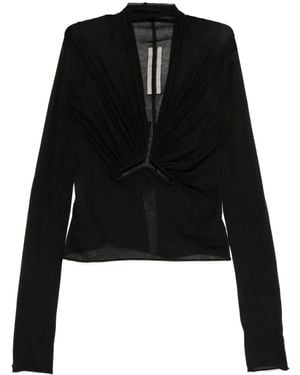 Rick Owens Cut-Out Long-Sleeve Top - Black