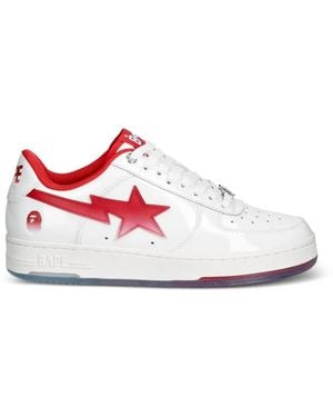 A Bathing Ape Bape Sta Patent Leather Sneakers - White