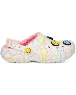 Crocs™ Smiley World Fleece-Lined Slippers - White
