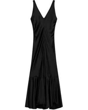 Sportmax Vネック ラッフル マキシドレス - ブラック