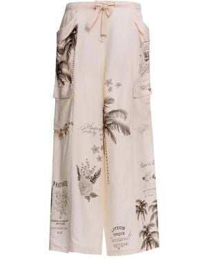 Agua Bendita Pantalones Alice con palmeras estampadas - Neutro