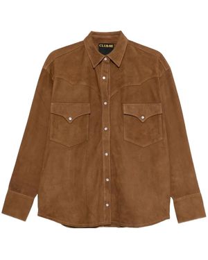 Lois Long-Sleeved Suede Shirt Jacket - Brown
