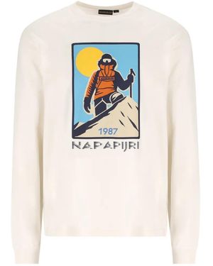 Napapijri Graphic-Print Long-Sleeve T-Shirt - White