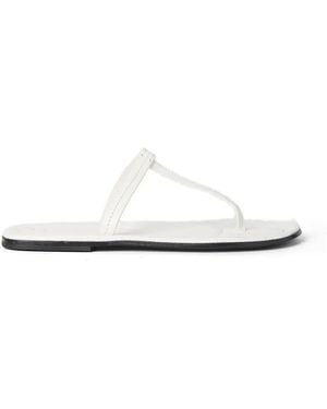TOTEME T-Strap Squared-Toe Flat Sandals - White