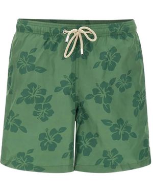 MC2 Saint Barth Lighting Tiki Hibiscus-Print Swim Shorts - Green