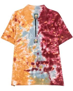 Brain Dead Tie-Dye Zip-Up Polo Shirt - Red