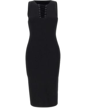 Kaos Midi Lace-Up Knitted Dress - Black