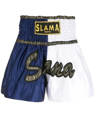 Amir Slama Embroidery Luta Shorts - Blue
