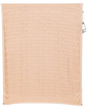 Pinko Logo Frayed Scarf - Natural