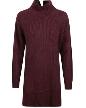 Dondup Turtleneck Ribbed Dress - Purple