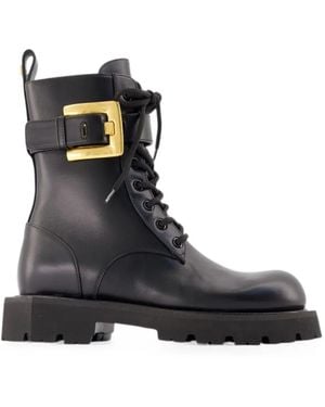 Balmain Ranger Anthem Buckle-Strap Ankle Boots - Black