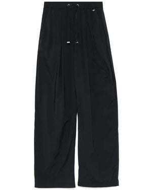 Herno Drawstring Pleated Palazzo Trousers - Black