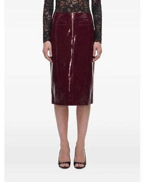 Self-Portrait Faux Leather Skirt - Red