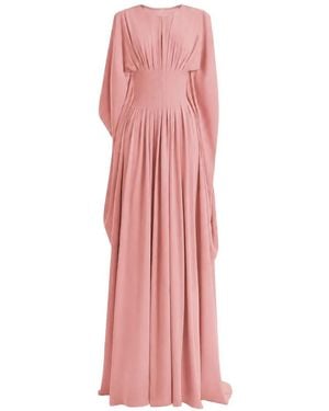 Gemy Maalouf Pleated High-Neck Gown - Pink