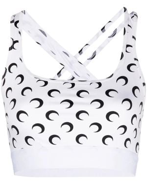 Marine Serre Moon Print Stretch Jersey Bra Top - White