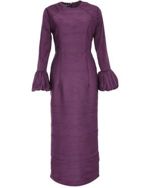Baruni Talia Maxikleid mit gerüschten Bündchen - Lila