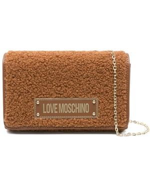 Love Moschino Shearling Chain-Strap Cross Body Bag - Brown