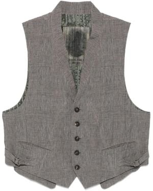 Ziggy Chen Check-Pattern Waistcoat - Gray
