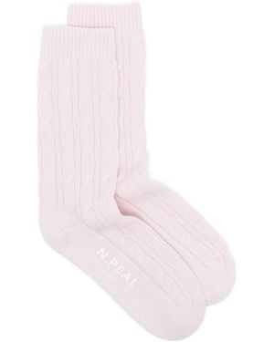 N.Peal Cashmere Cable House Sock - Pink