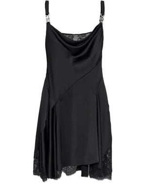 Versace Lace-Trim Satin Mini Dress - Black