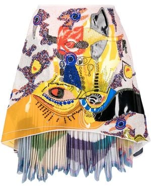 Maticevski Appliqué-Detail Printed Skirt - Grey