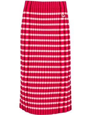 Maison Kitsuné Falda De Punto A Cuadros - Rojo