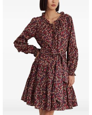 Ralph Lauren Ruffled Floral Print Dress - Red