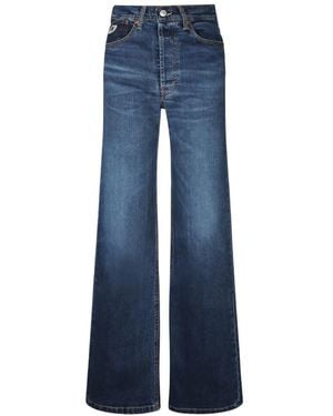 Lois Logo-Patch Wide-Leg Jeans - Blue