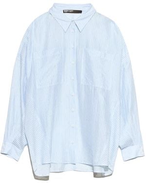 Bimba Y Lola Chemise Oversize Clair Avec Mini Rivets Et Rayures - Blue