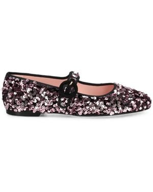 Pretty Ballerinas Mary Jane Sequin-Embellished Ballet Flats - White