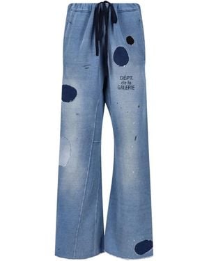 GALLERY DEPT. Logo-Print Patched Track Trousers - Blue