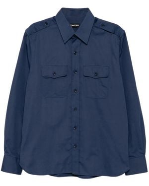 Tom Ford Hemd im Military-Look - Blau