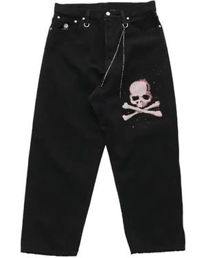 Mastermind Japan Skull-Print Straight-Leg Jeans - White