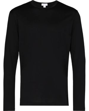Sunspel T-Shirt Met Lange Mouwen - Zwart