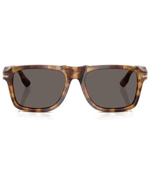 Persol Tortoiseshell-Effect Rectangle-Frame Sunglasses - Grey