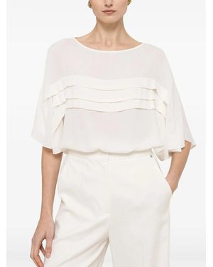 Nissa Pleat Chiffon Top - White
