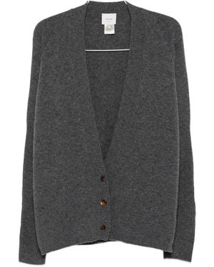 Alysi Ribbed-Trims V-Neck Cardigan - Grey