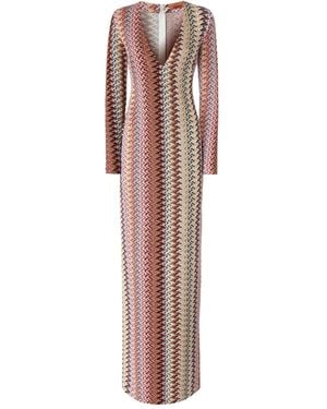 Missoni シェブロンパターン マキシドレス - ブラウン