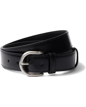 Prada Metal Buckle Engraved Leather Belt - Black