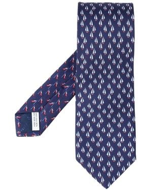 Ferragamo Cravate En Soie À Imprimé Graphique - Blue