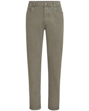 Brunello Cucinelli Garment-Dyed Comfort Lightweight Denim Traditional Fit Five-Pocket Trousers - Grey